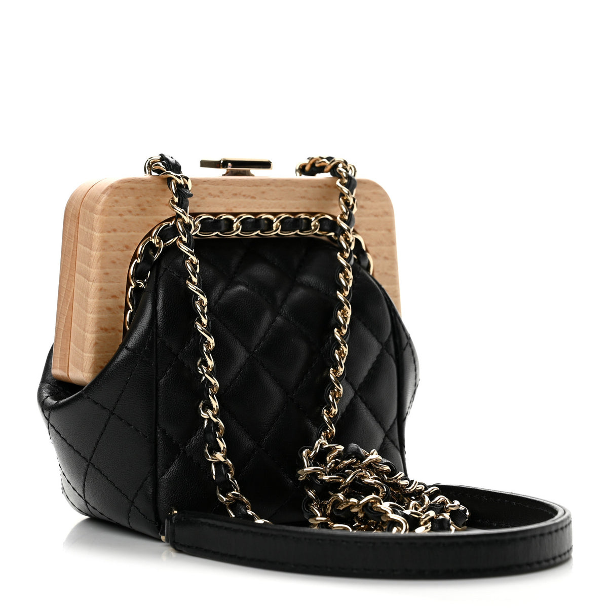 Chanel Lambskin Quilted Hollywood Clutch Black 3 of 11