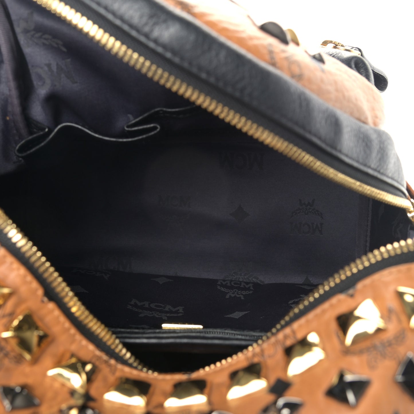 Visetos Studded Colorblock Small Stark Brock Backpack Cognac Black