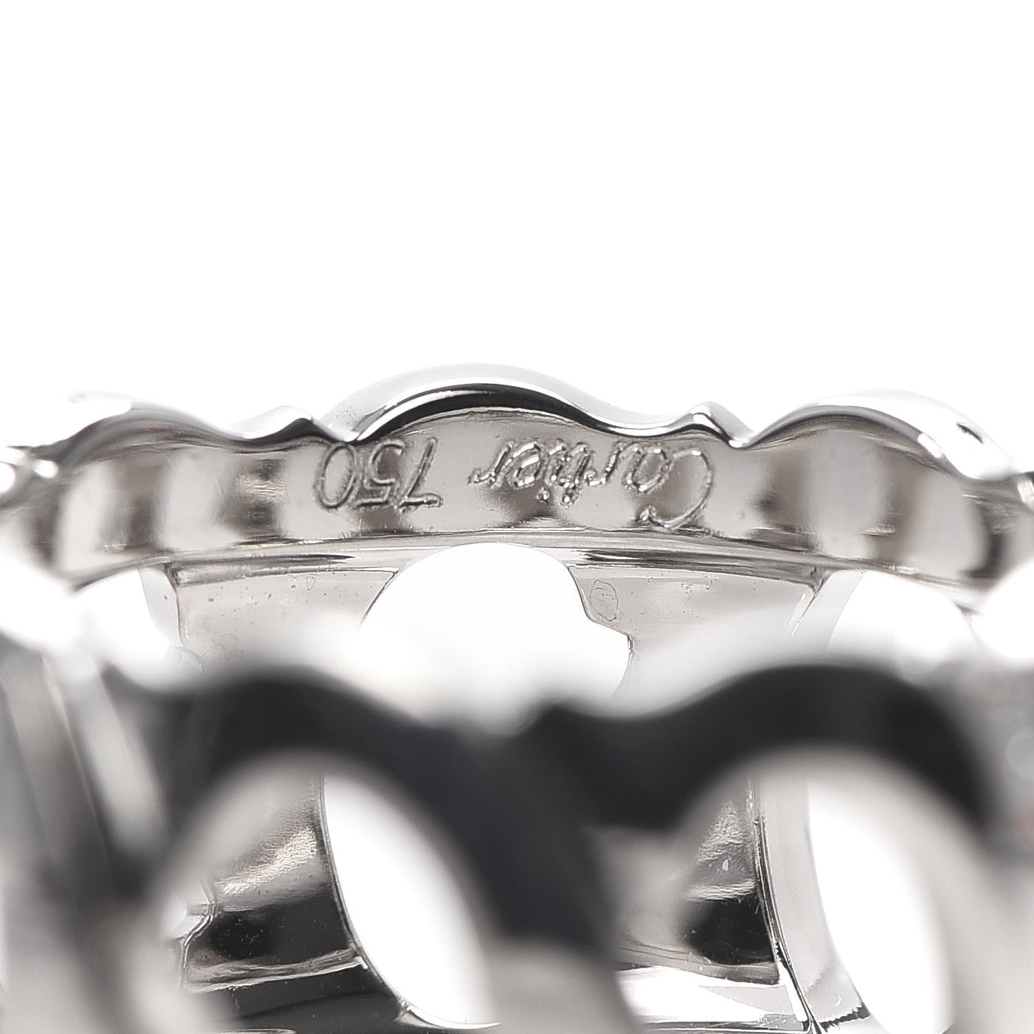 Cartier 18K White Gold Diamond 13mm C De Band Ring 54 6.75 5 of 5