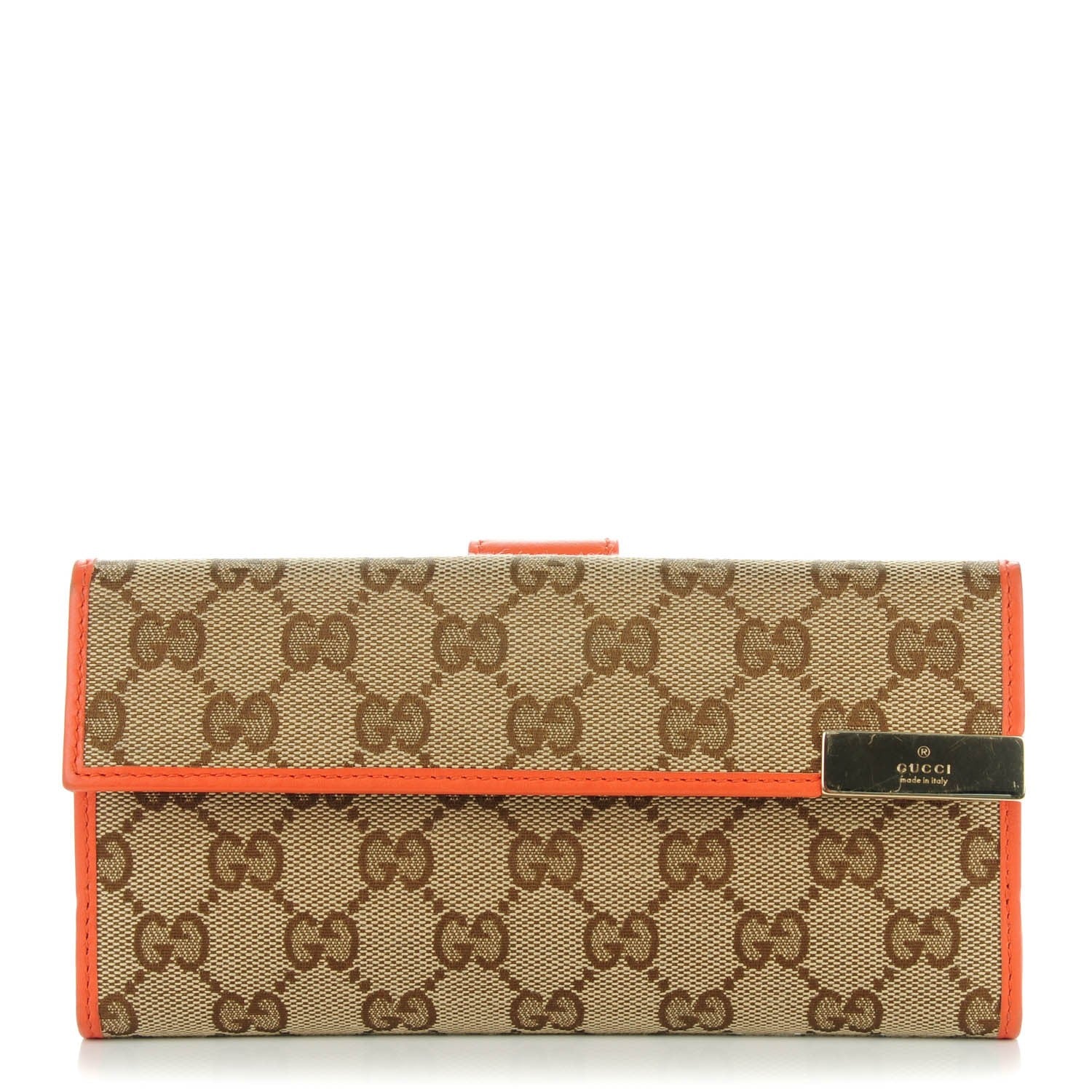 Gucci Monogram Margaux Calfskin Dice Continental Wallet Beige Ebony New Dark Orange 1 of 7