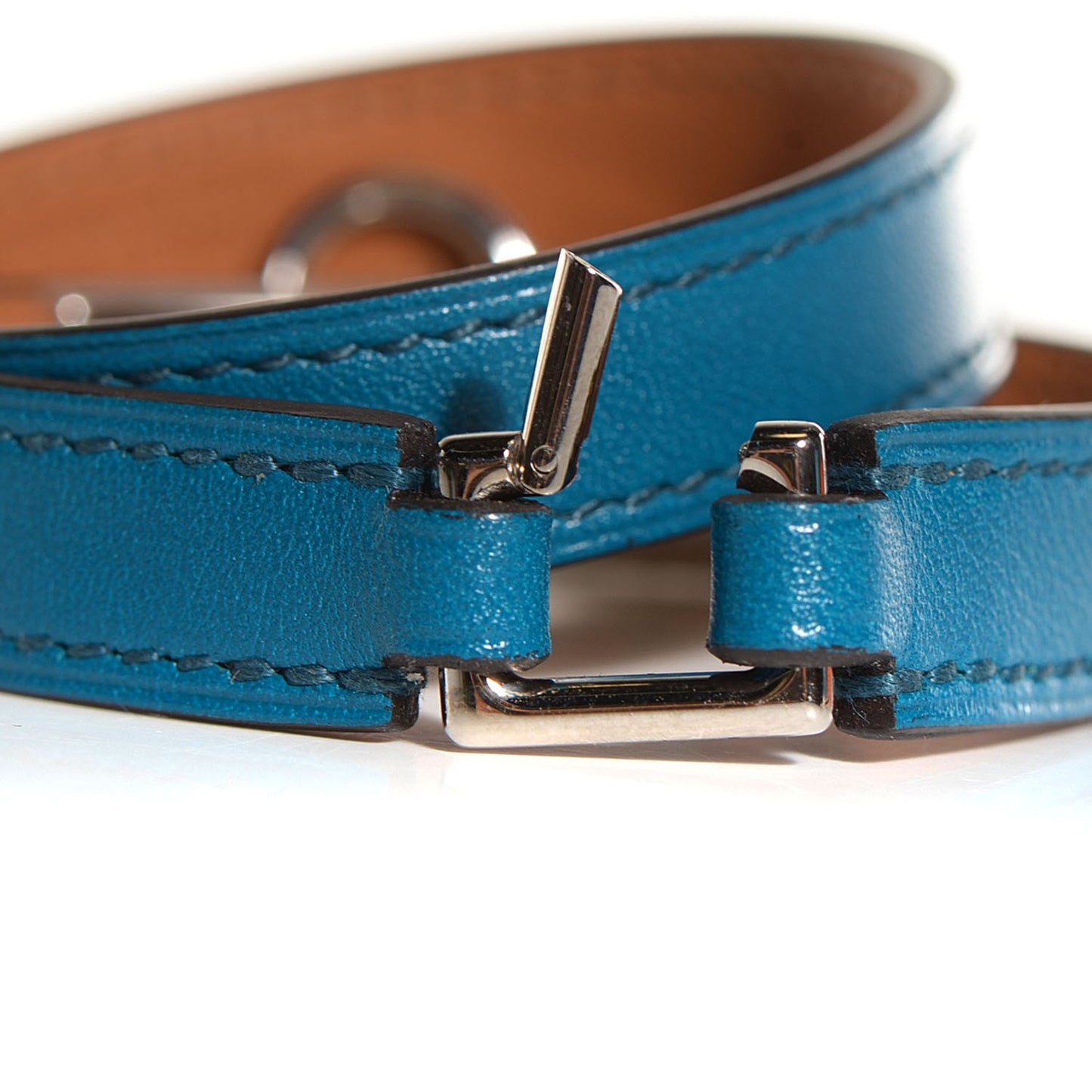 Veau Tadelakt Rivale Double Tour Bracelet Small Bleu Izmir
