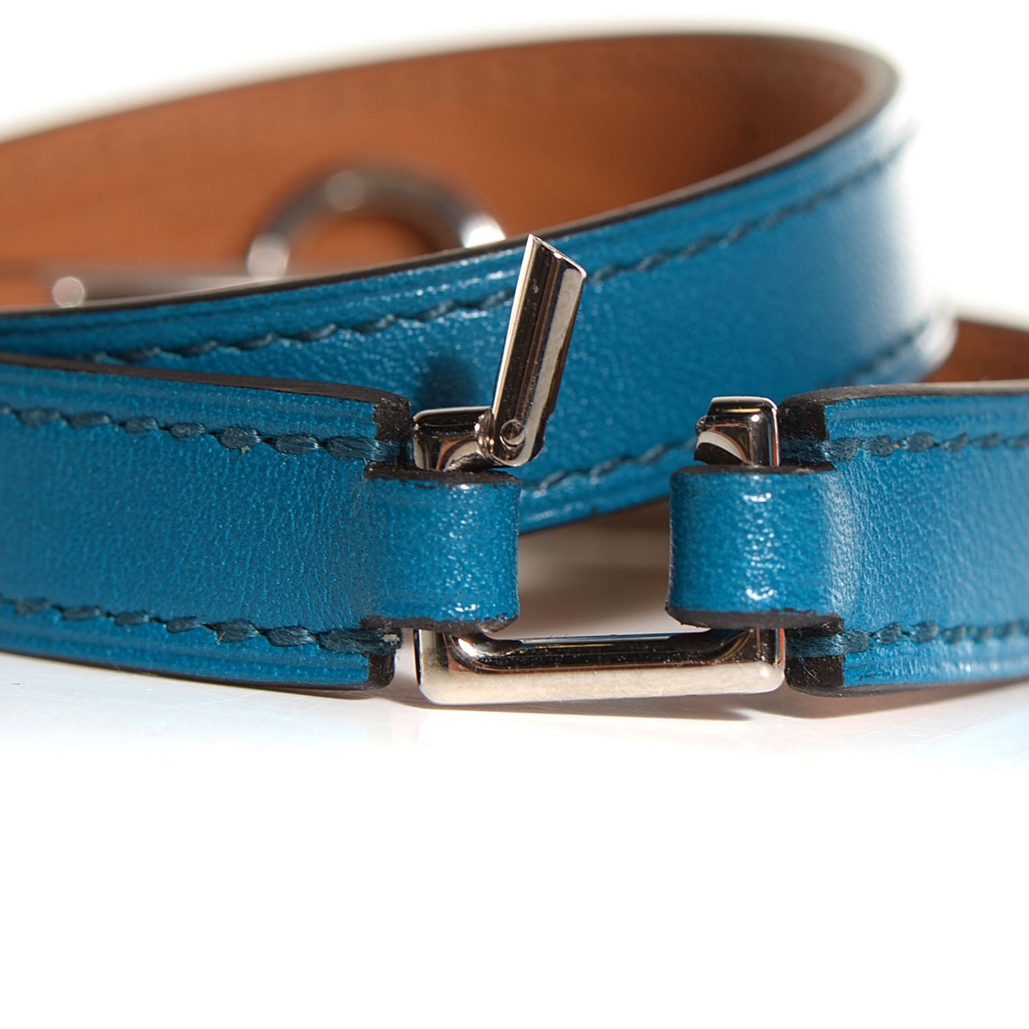 Hermes Veau Tadelakt Rivale Double Tour Bracelet Small Bleu Izmir 4 of 9