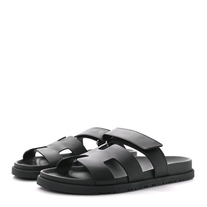 Hermes Calfskin Womens Chypre Sandals 41 Black 3 of 9