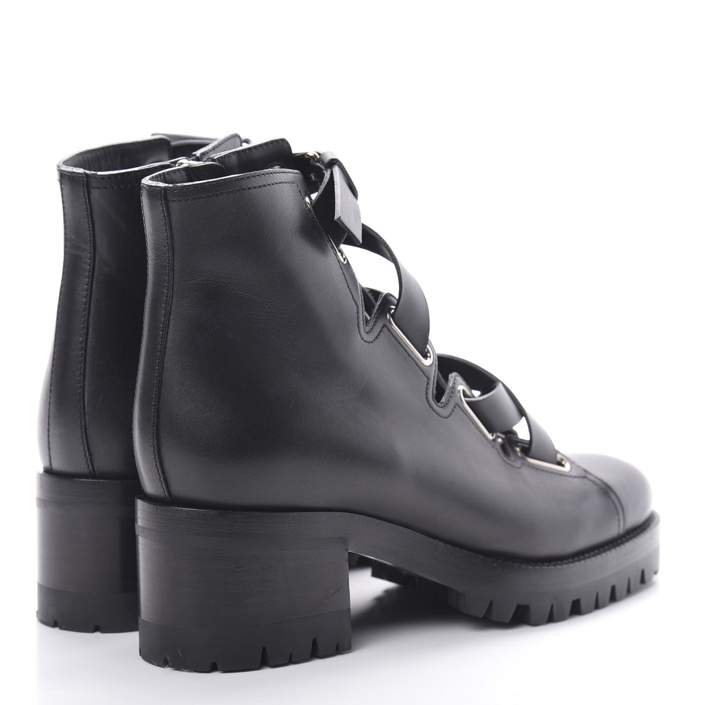 Calfskin Plum Lace Up Combat Boots 36 Black