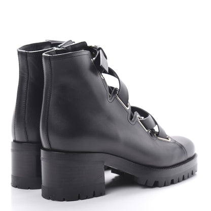 Valentino Garavani Calfskin Plum Lace Up Combat Boots 36 Black 4 of 11