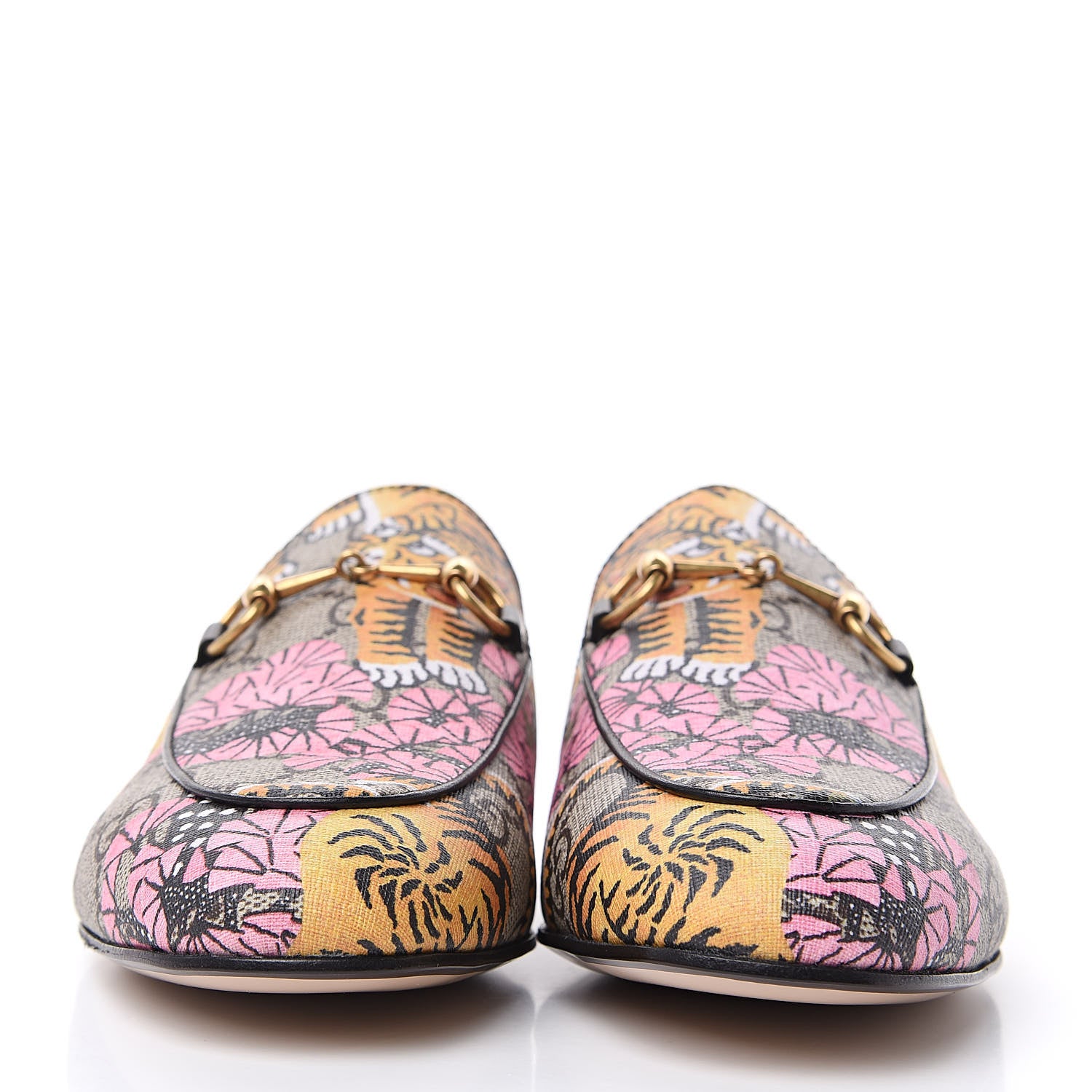 Gucci GG Supreme Monogram Bengal Womens Princetown Slippers 38 Beige Crop Pink 2 of 9