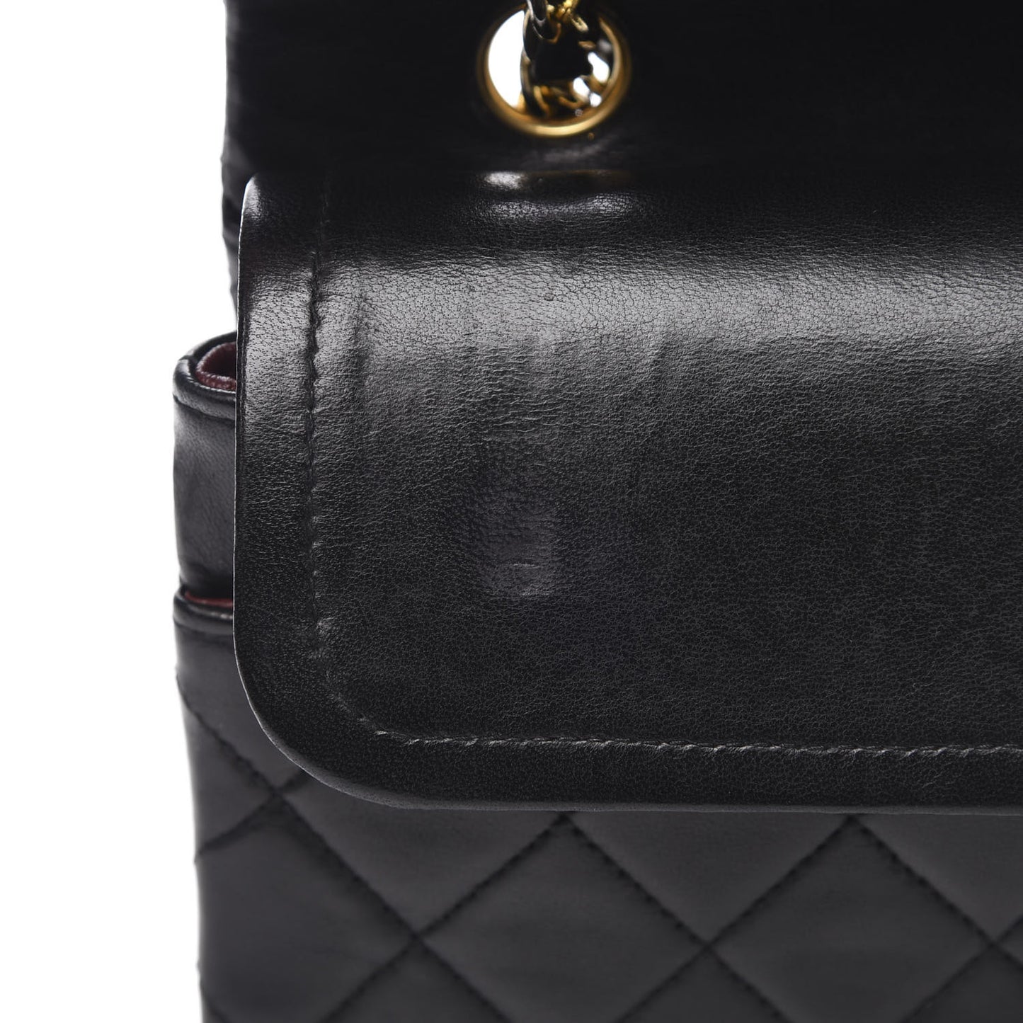 Lambskin Quilted Medium Double Flap Black