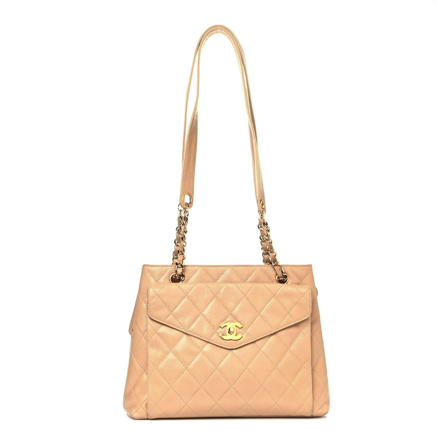 Chanel Caviar Quilted Flap Shoulder Bag Beige 1 of 11