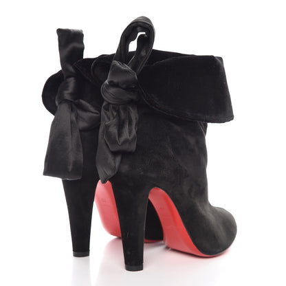 Christian Louboutin Suede Crepe Satin Velvet Kristofa 100 Booties 35 Black 4 of 9