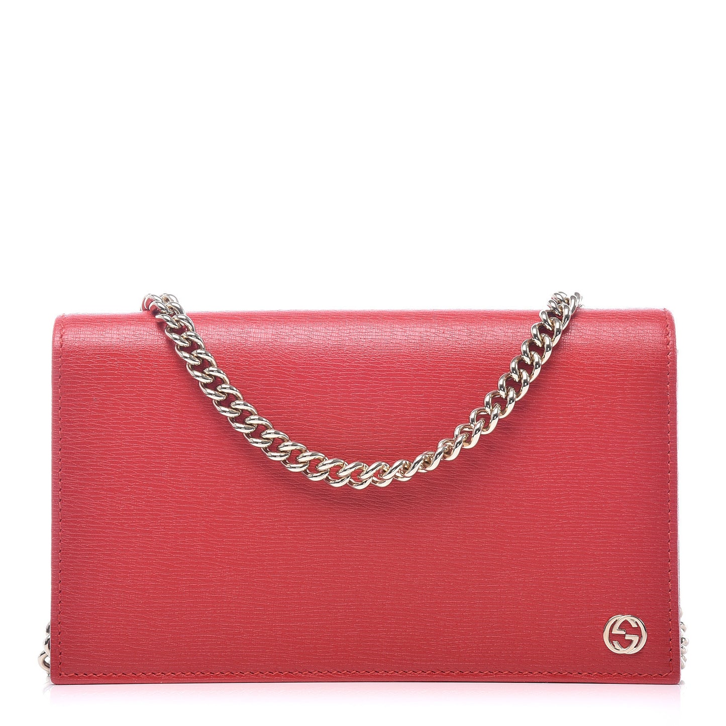 Textured Calfskin Medium Betty Chain Wallet Tabasco Red