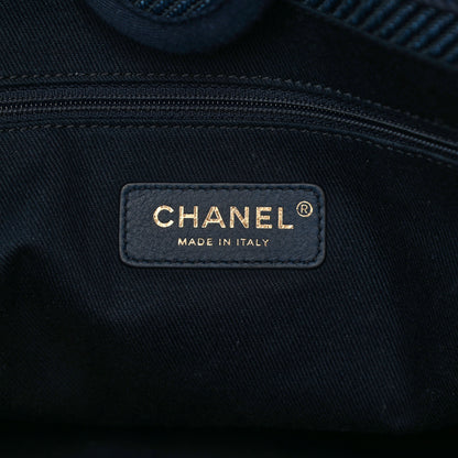Chanel Mixed Fibers Striped Small Deauville Tote Navy Blue 6 of 12