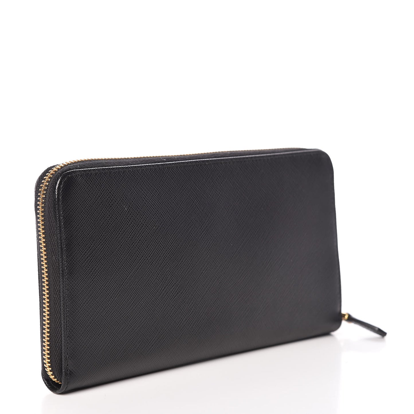 Saffiano Metal Large Zip Around Travel Wallet Black