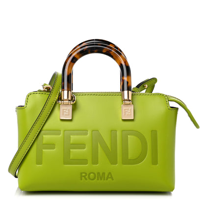 Fendi Vitello King Plexiglass Logo Embossed Mini By The Way Top Handle Boston Bag Wasabi 1 of 10
