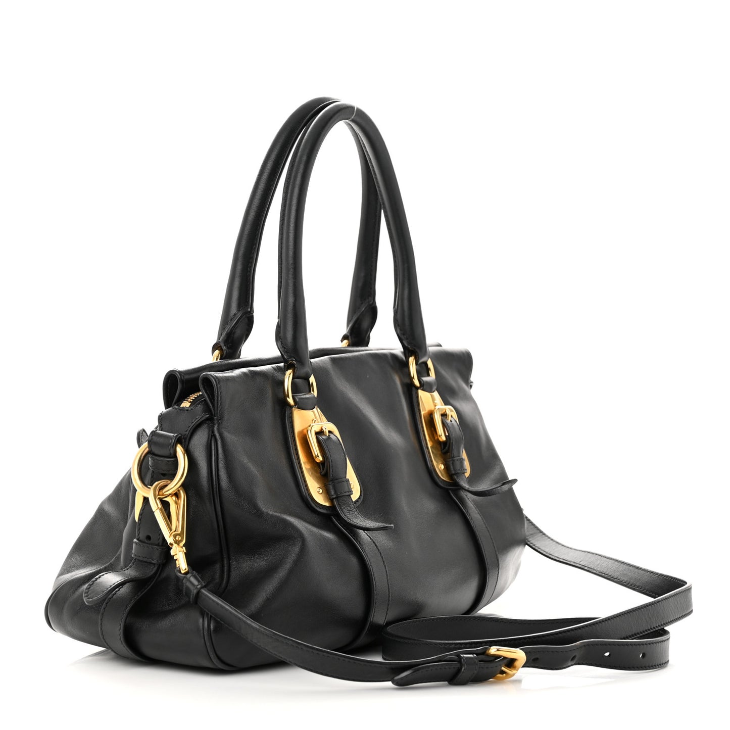 Soft Calf Shopping Satchel Black
