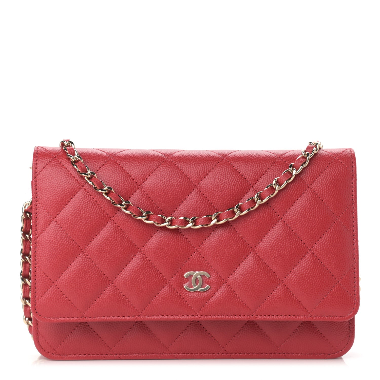 Chanel Caviar Quilted Wallet On Chain WOC Red 1 of 12