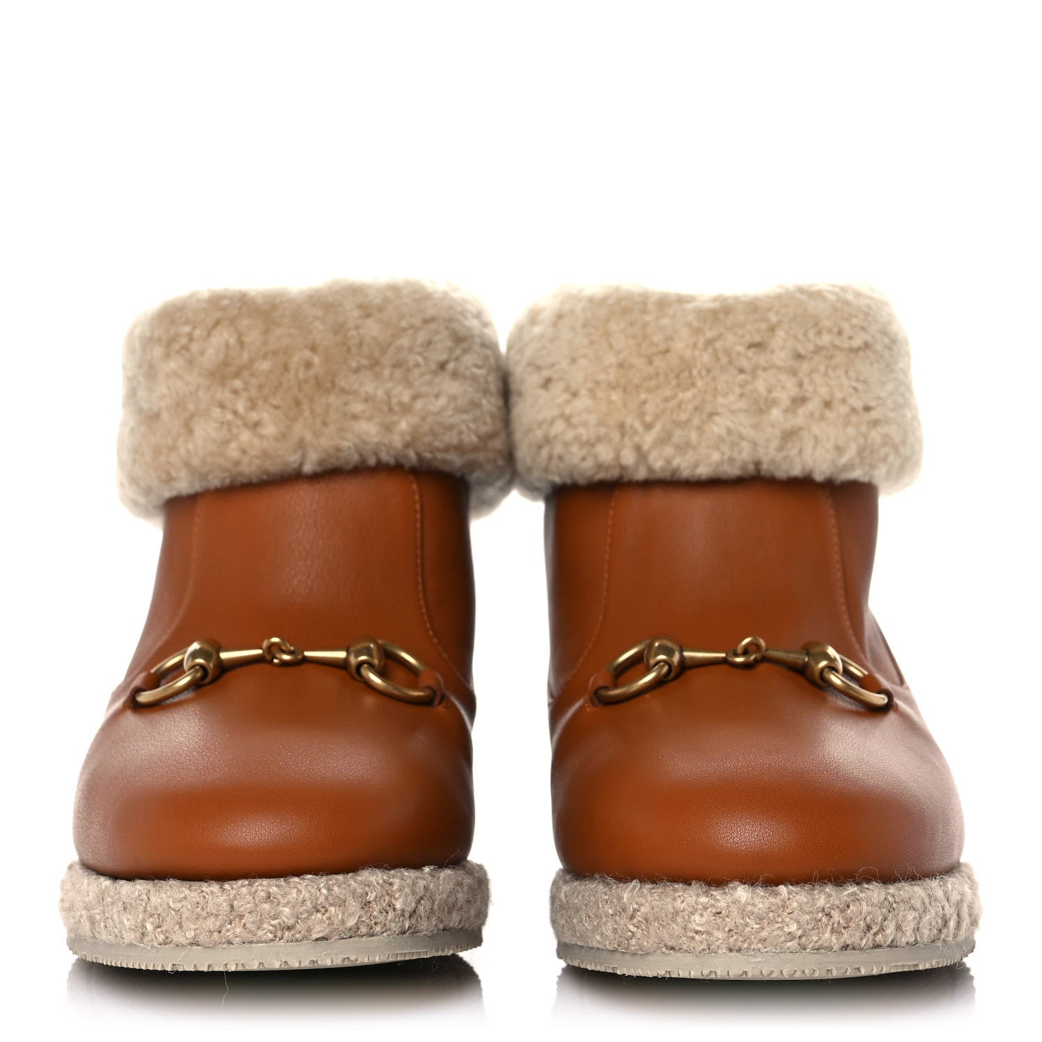 Gucci Calfskin Wool Womens Fria Horsebit Ankle Boots 38 New Caramel Butterscotch 2 of 10