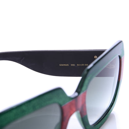 Gucci Square Frame GG0102S Sunglasses Glitter Red Black Green 5 of 10