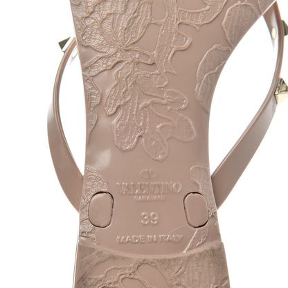 Valentino Garavani PVC Jelly Rockstud Bow Thong Sandals 39 Poudre 9 of 9