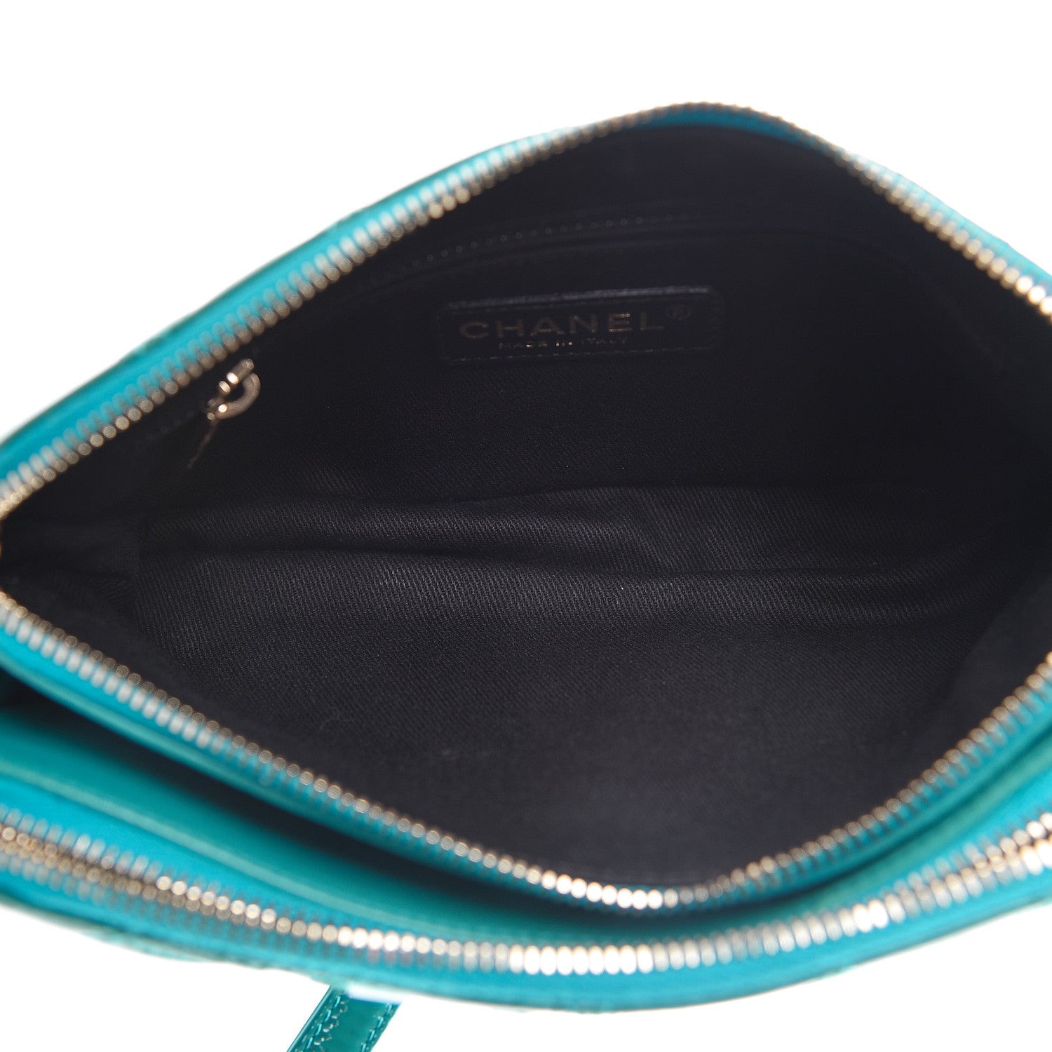 Chanel Patent Quilted Crown CC Double Zip Bag Blue 5 of 11