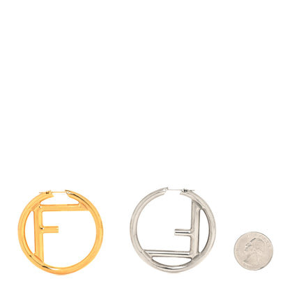 Fendi Metal FF Hoop Earrings Gold Silver 2 of 4