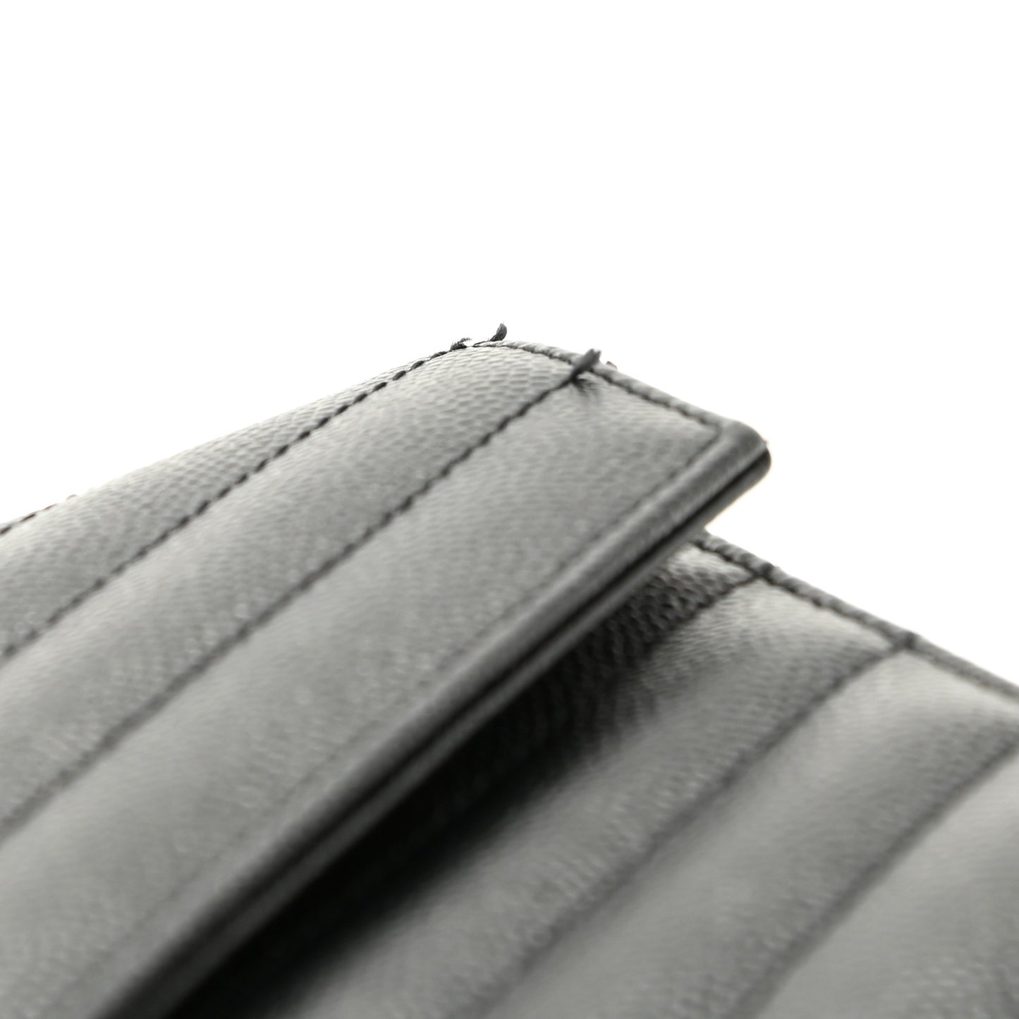 Grain De Poudre Matelasse Chevron Monogram Envelope Chain Wallet Black