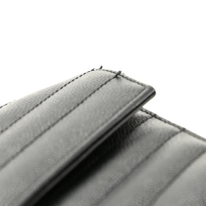 Saint Laurent Grain De Poudre Matelasse Chevron Monogram Envelope Chain Wallet Black 7 of 13