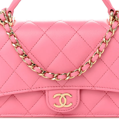 Chanel Lambskin Quilted Flap Phone Holder With Chain Pink 9 of 12