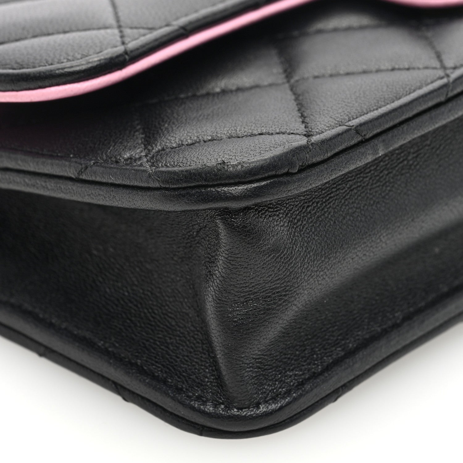 Chanel Lambskin Quilted Flap Phone Holder With Chain Black Lilac 9 of 10