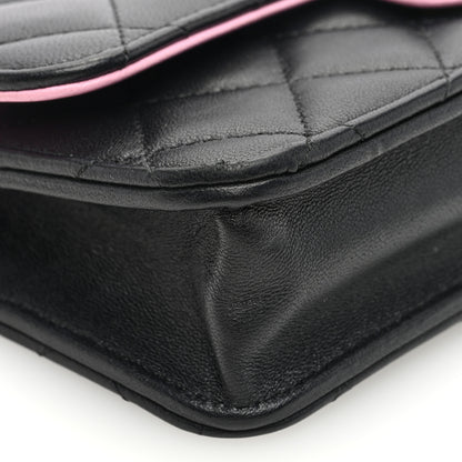 Chanel Lambskin Quilted Flap Phone Holder With Chain Black Lilac 9 of 10