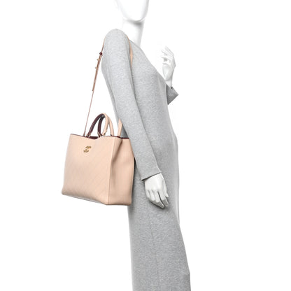 Chanel Bullskin Stitched Bi-Color Large Shopping Tote Beige Burgundy 2 of 10
