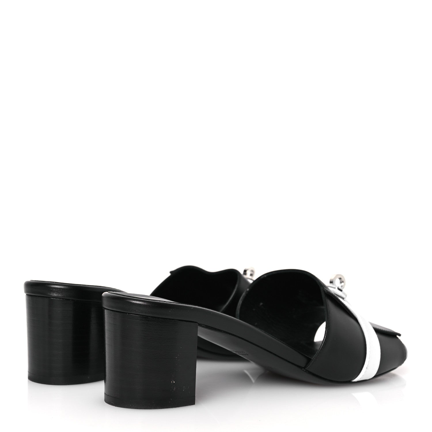 Hermes Calfskin Gigi 50 Sandals 40 White Black 5 of 14