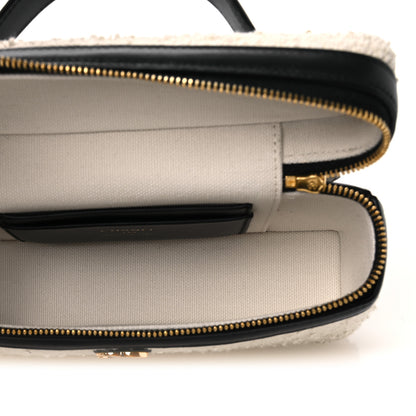 Chanel Boucle Calfskin Top Handle Slim Vanity Case With Chain Ecru Black 5 of 13
