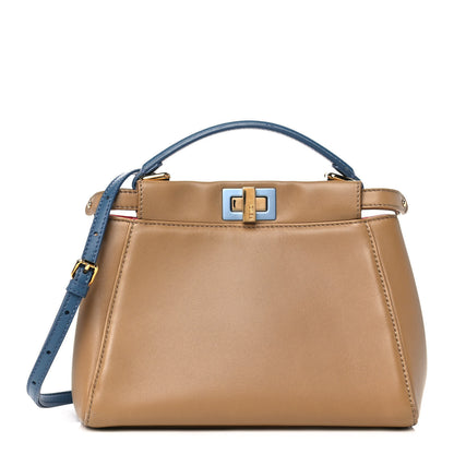Fendi Nappa Colorblock Mini Peekaboo Iconic Satchel Cuoio Ceruleo Fiamma 1 of 14