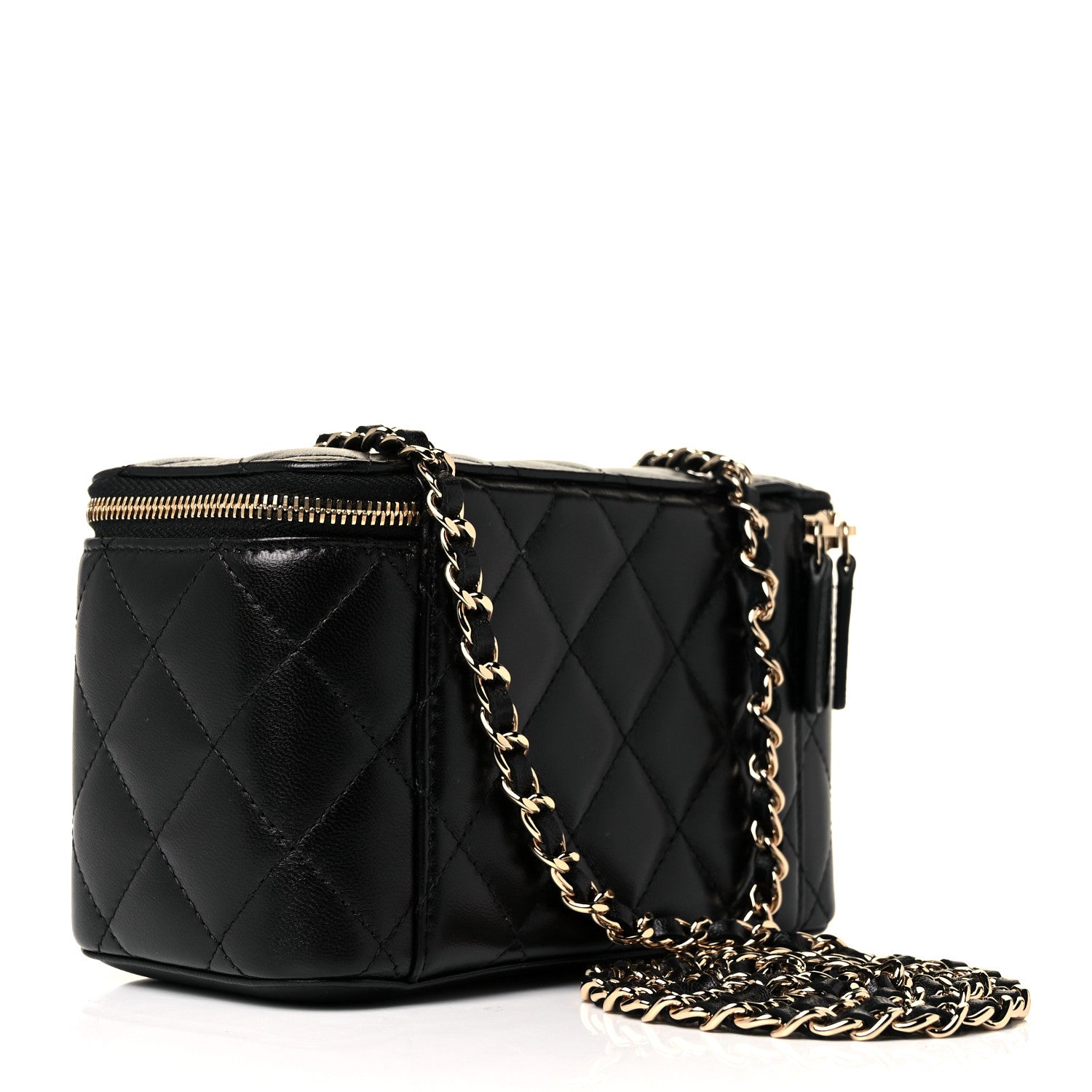 Chanel Lambskin Quilted Small Vanity Case With Chain Black 3 of 10