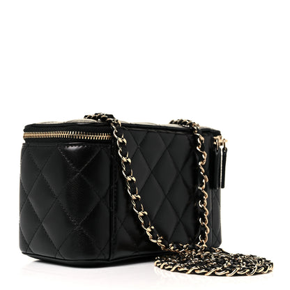 Chanel Lambskin Quilted Small Vanity Case With Chain Black 3 of 10