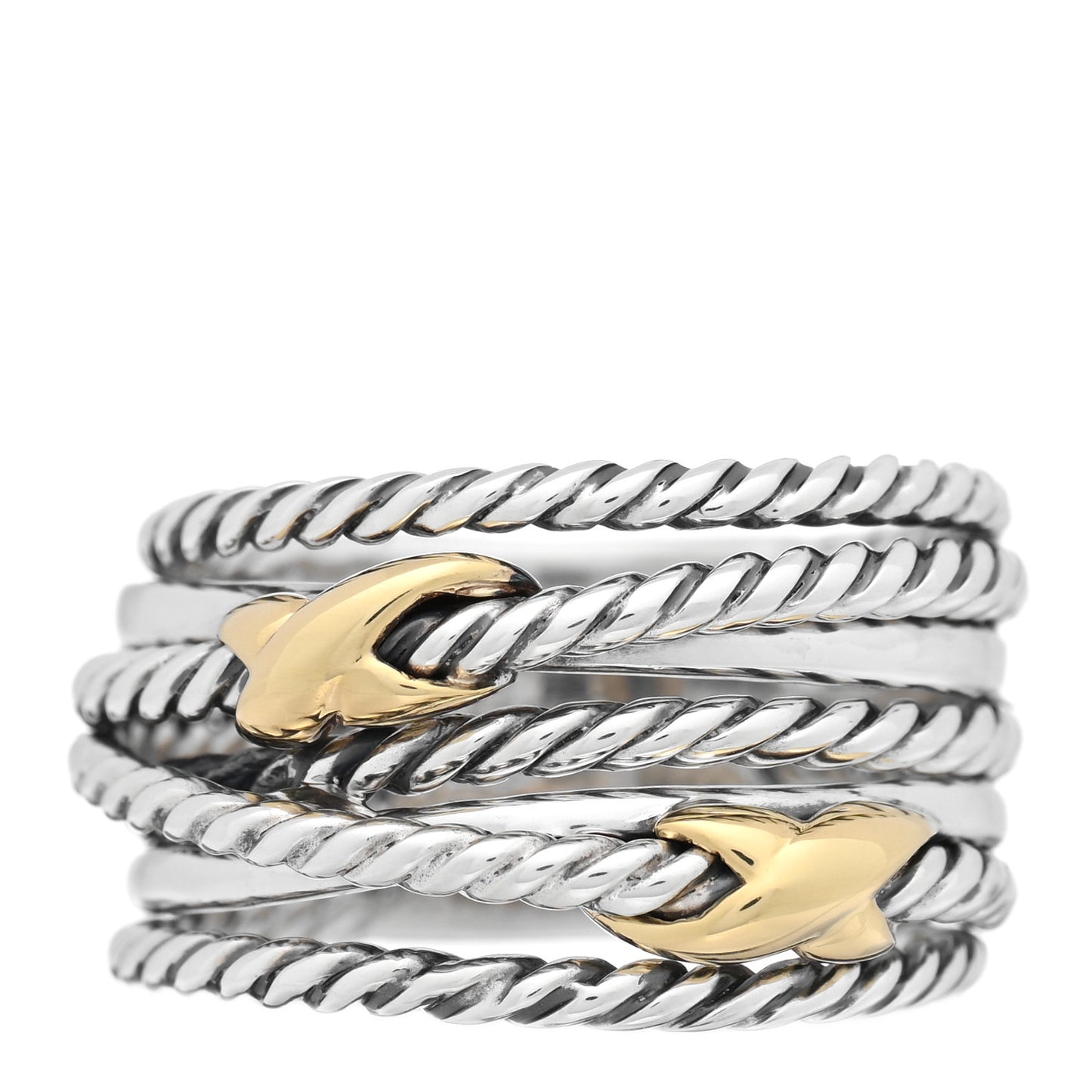 Sterling Silver 18K Yellow Gold Double X Crossover Ring 52 6