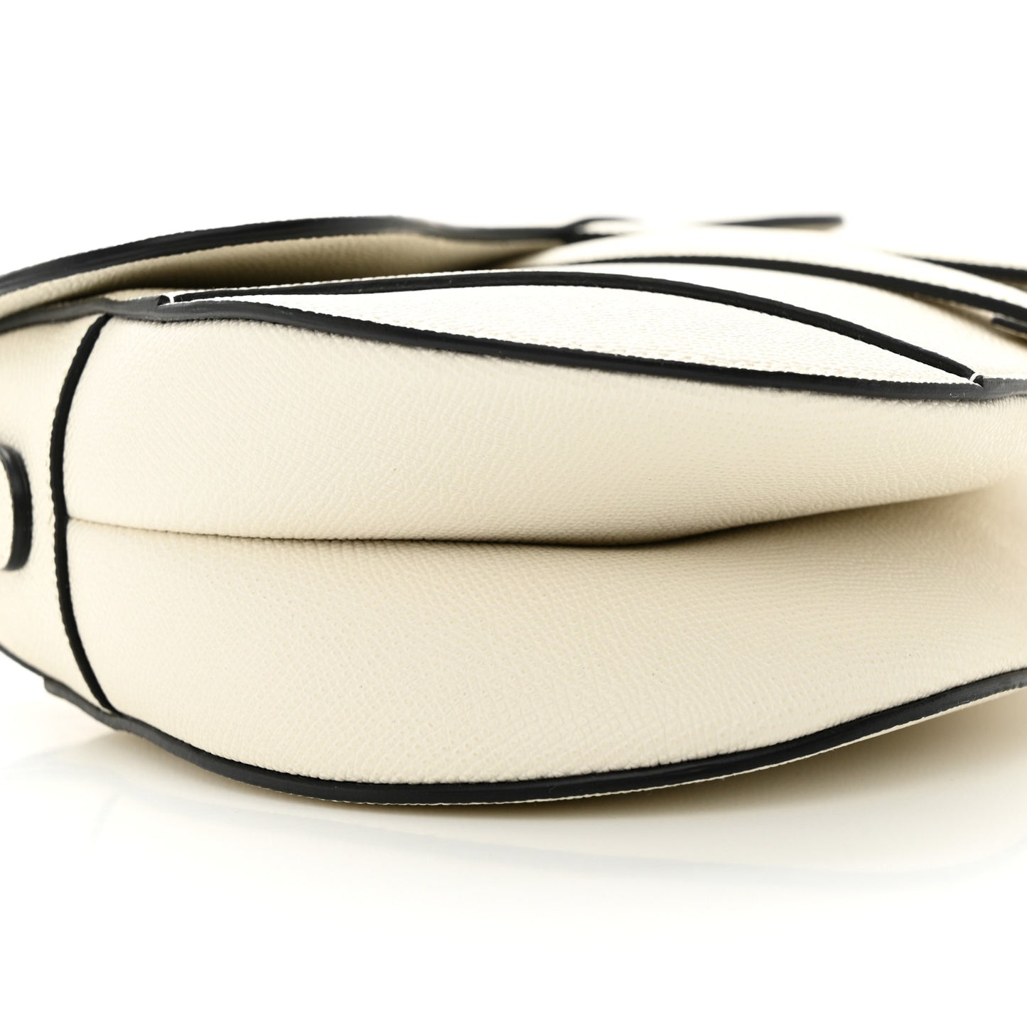 Grained Calfskin Saddle Bag White