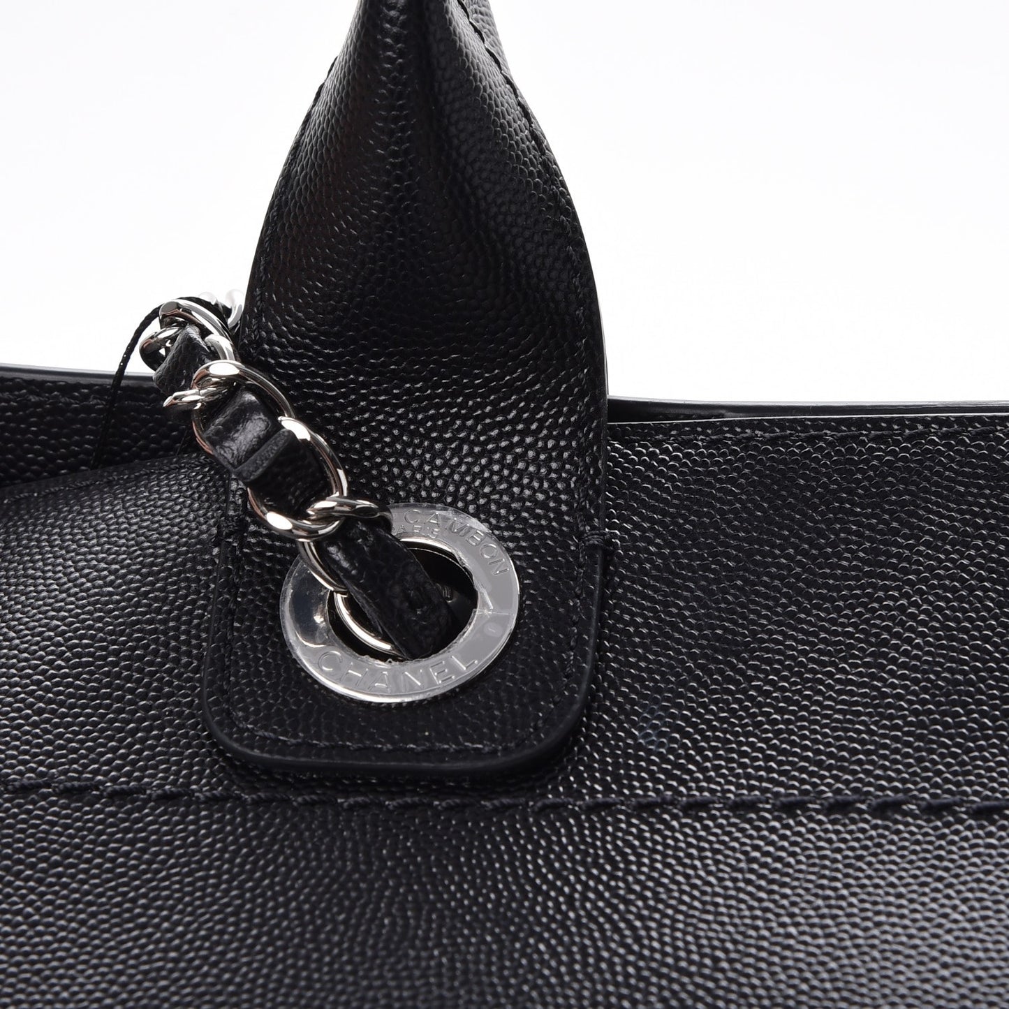 Caviar Medium Studded Deauville Tote Black