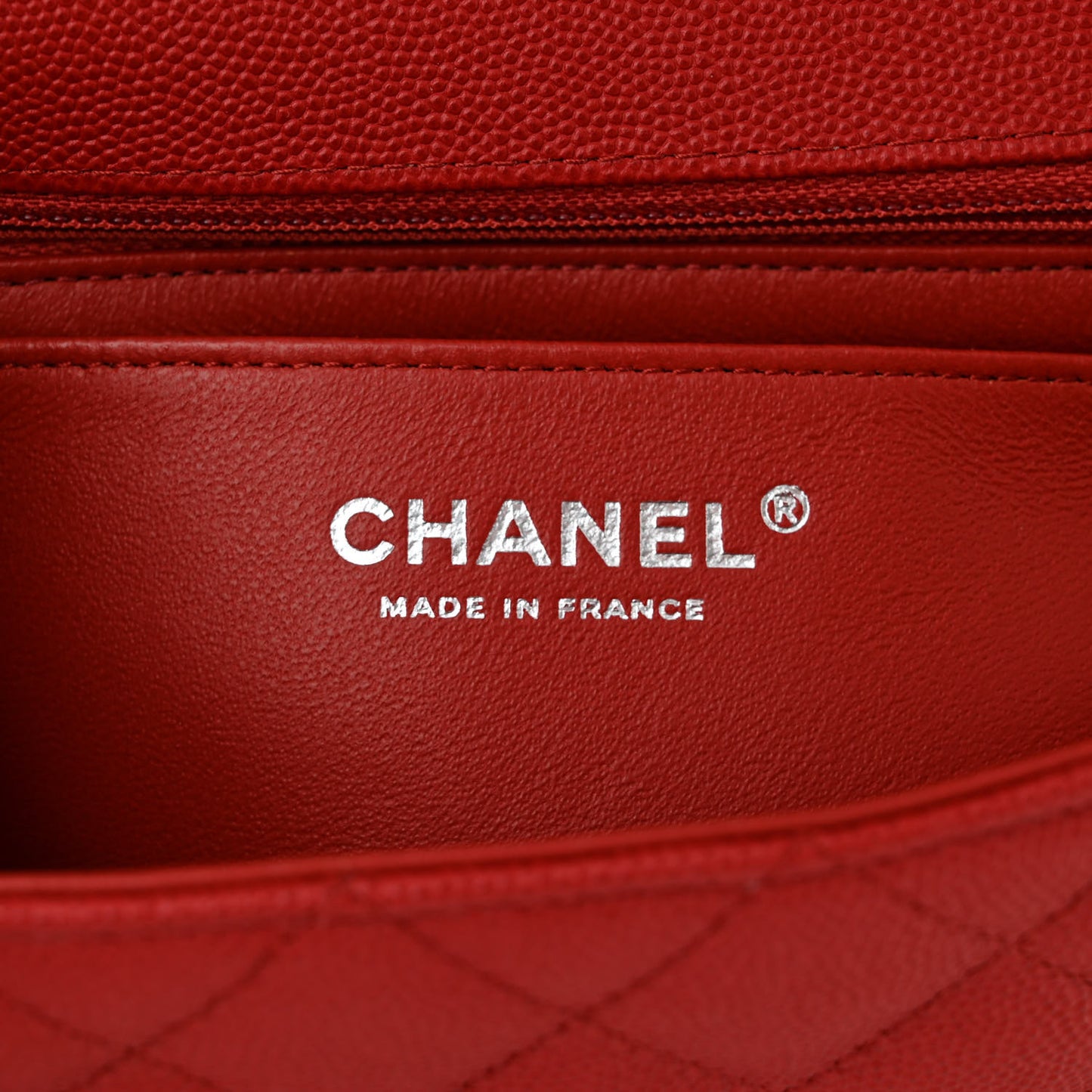 Caviar Quilted Mini Rectangular Flap Red