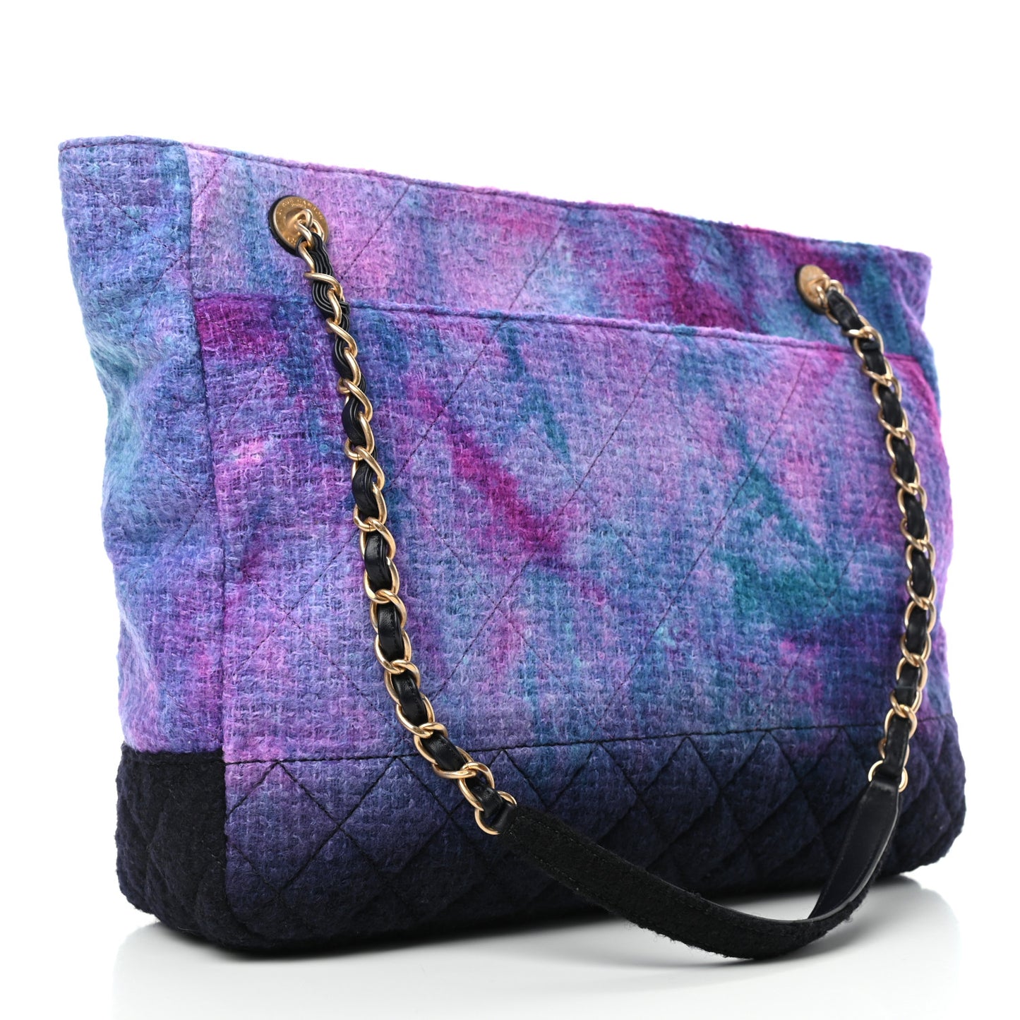 Wool Tweed CC Tote Purple Black Blue