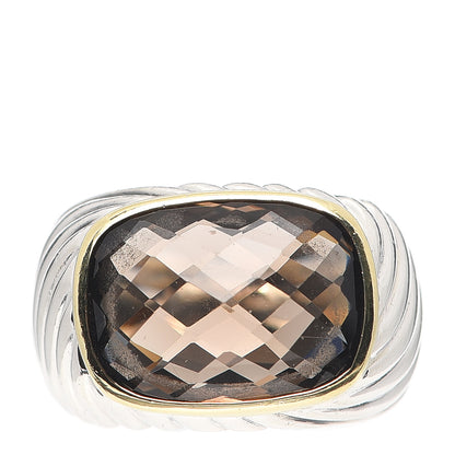 David Yurman Sterling Silver 18K Yellow Gold Smoky Quartz Cable Ring 56 7.5 1 of 4