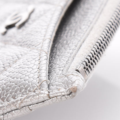Chanel Metallic Caviar Quilted CC Zip Card Holder Silver 9 of 12