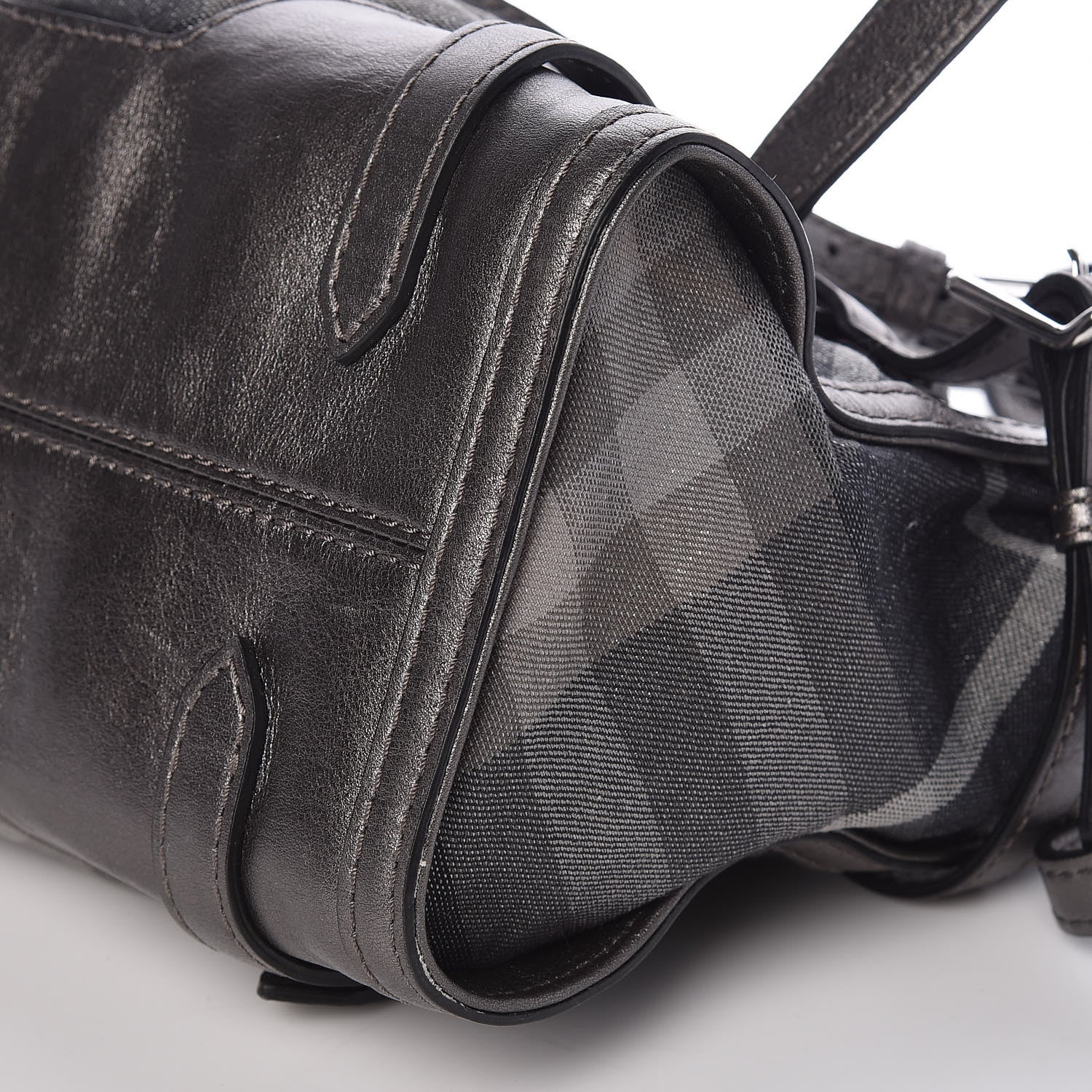 Burberry Shimmer Check Pilgrim Satchel Pewter 11 of 13