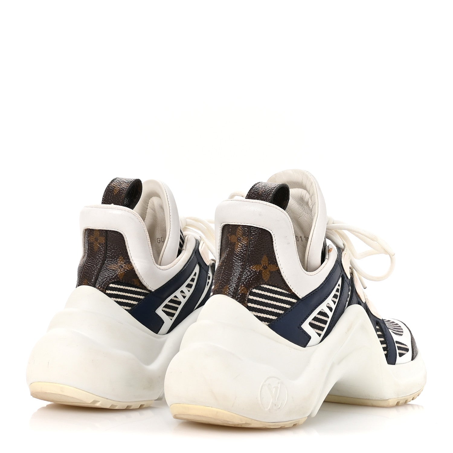 Louis Vuitton Patent Monogram Stripe LV Archlight Sneakers 36 White Blue 5 of 10