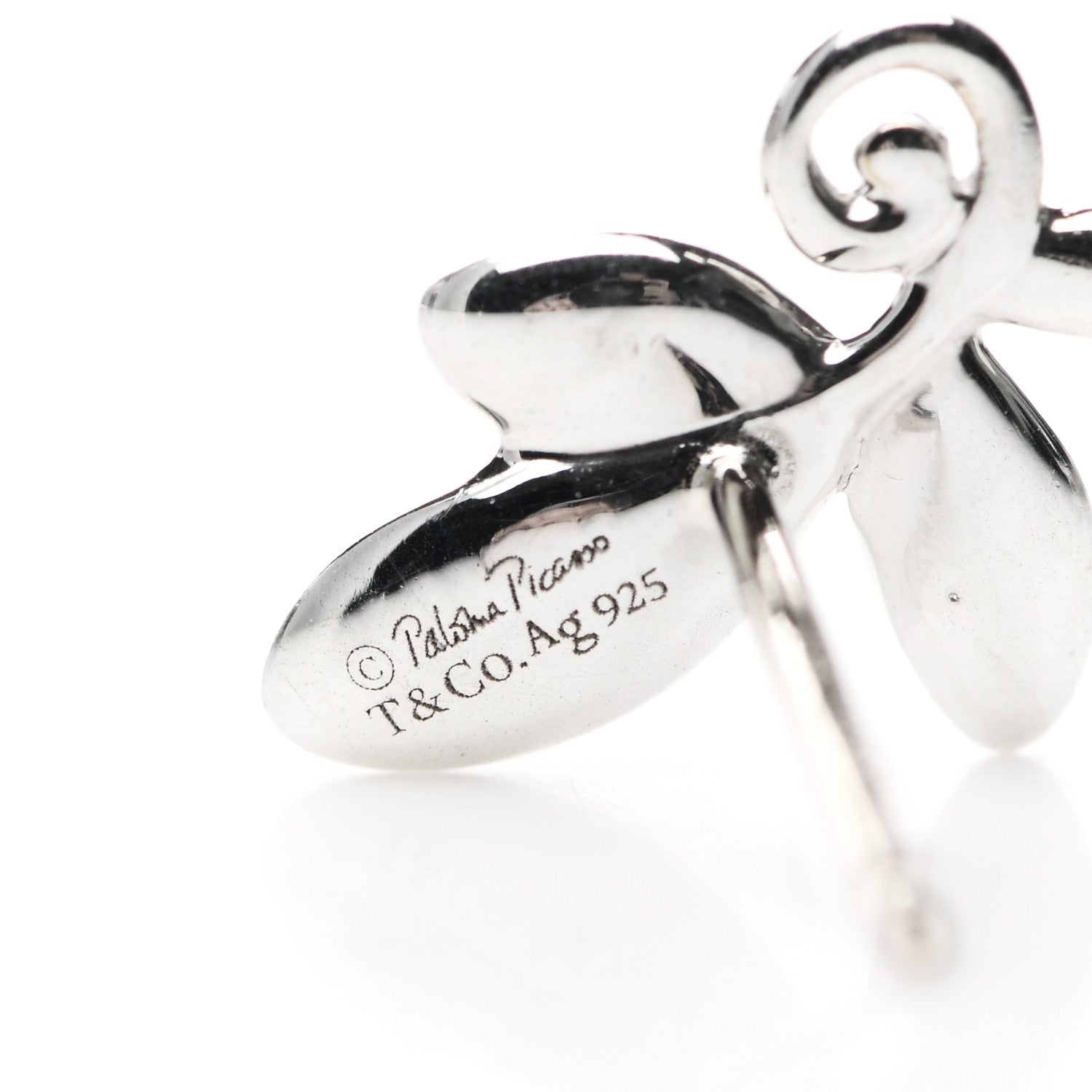 Tiffany Sterling Silver Paloma Picasso Olive Leaf Earrings 4 of 6