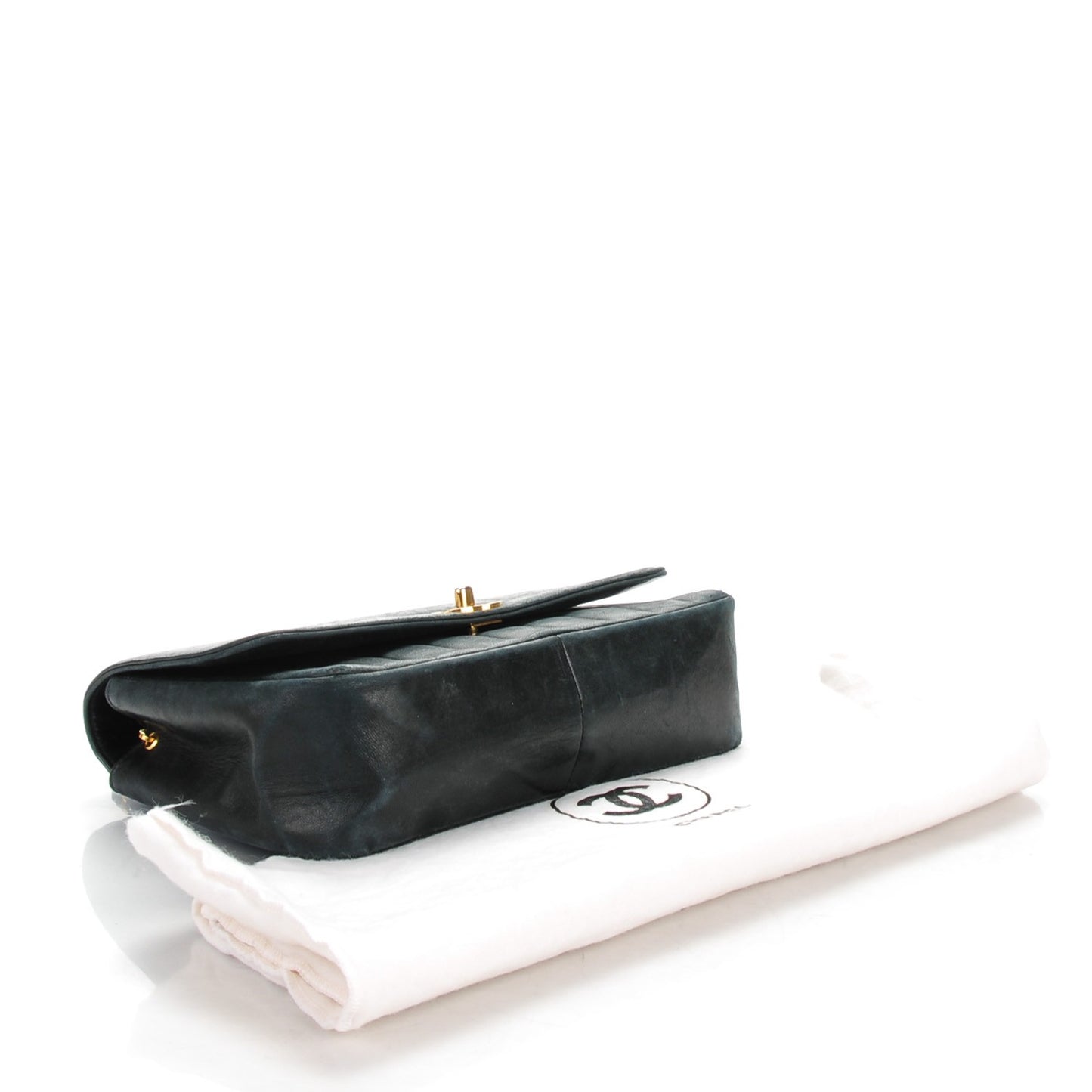 Lambskin Vertical Quilted Medium Single Flap Black