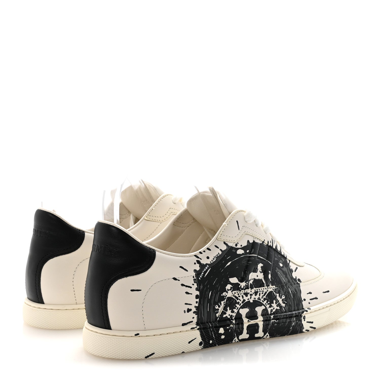 Hermes Swift Peinture Fraiche Womens Quicker Sneakers 39 White Black 5 of 9