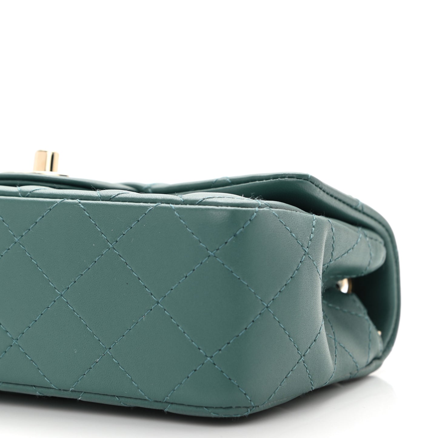 Lambskin Quilted Mini Rectangular Flap Green