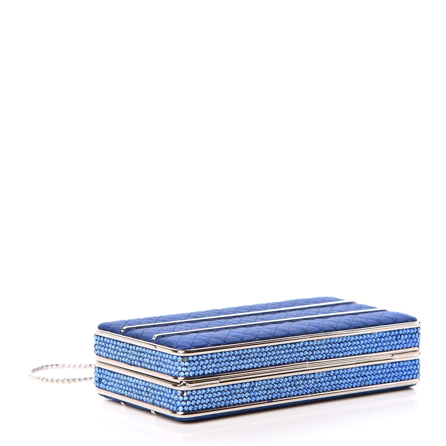 Judith Leiber Satin Swarovski Crystal Clutch Blue 5 of 9