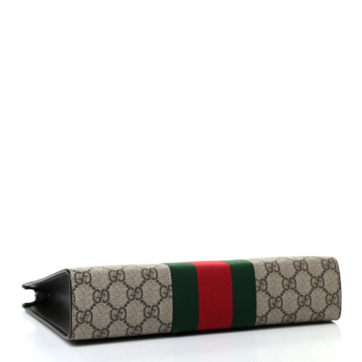 GG Supreme Monogram Selleria Calfskin Web New Web Cosmetic Case Beige Ebony Cocoa